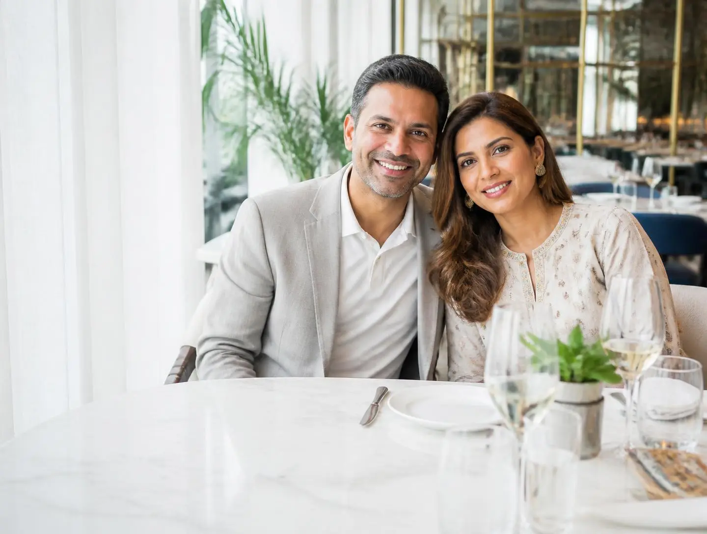 Anniversary celebration at a restaurant
