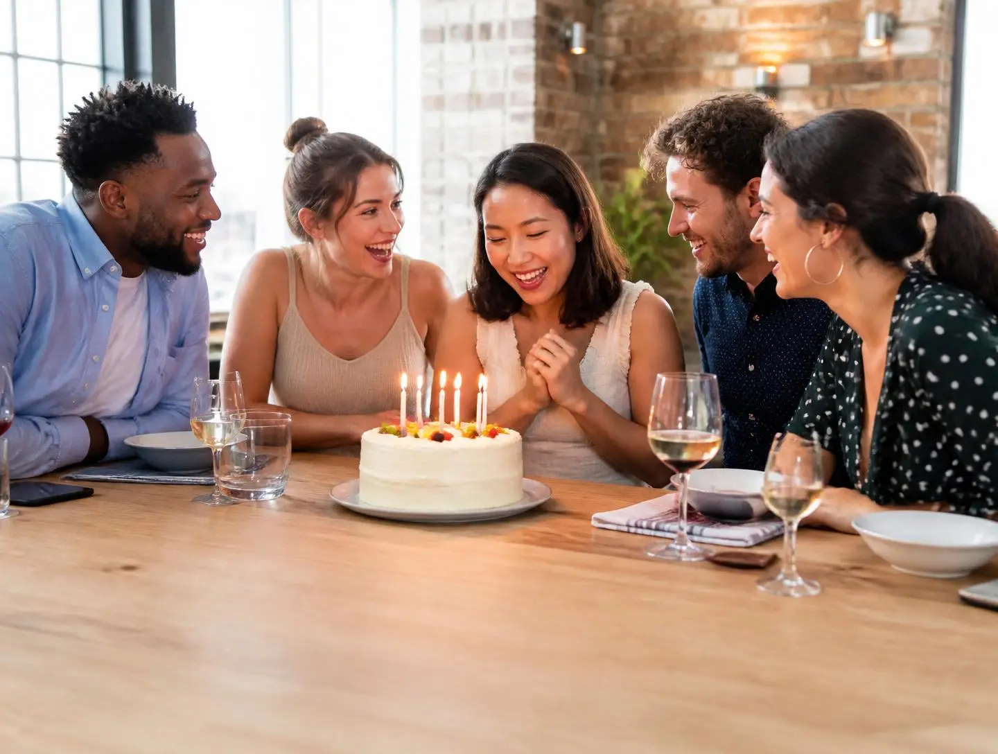 Birthday celebration at a restaurant