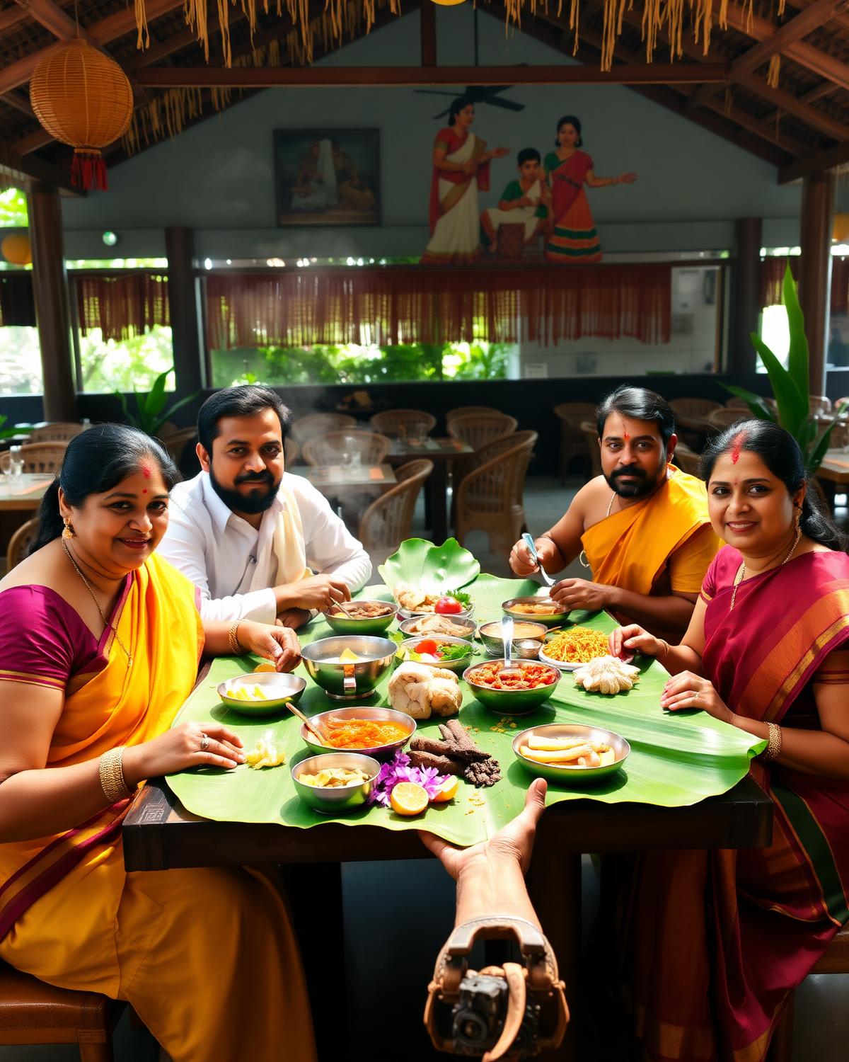 Sadhya on a banana leaf, done right.