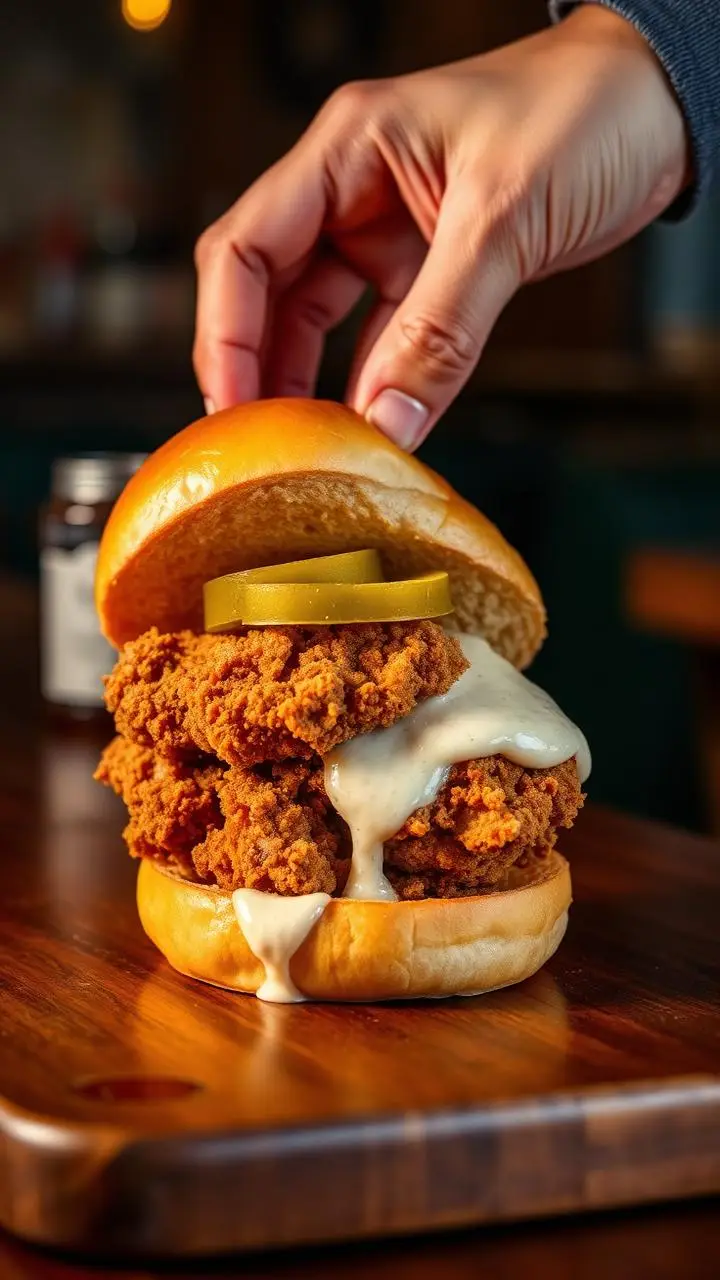 Buttermilk chicken sandwich at Hearth & Oak - Seattle
