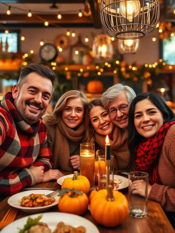 Festive celebration selfie with seasonal decor