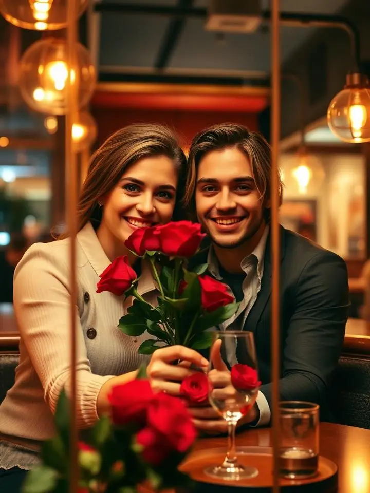 Date night mirror selfie with roses
